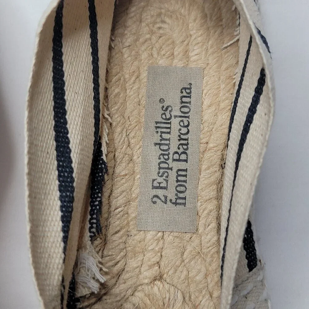 2 Espadrilles From Barcelona Artisanal Handmade Nautical Stripe Flats Size EU 40